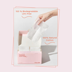 White Rabbit 100% cotton fiber close-up highlighting unbleached material for residue-free cleansing.