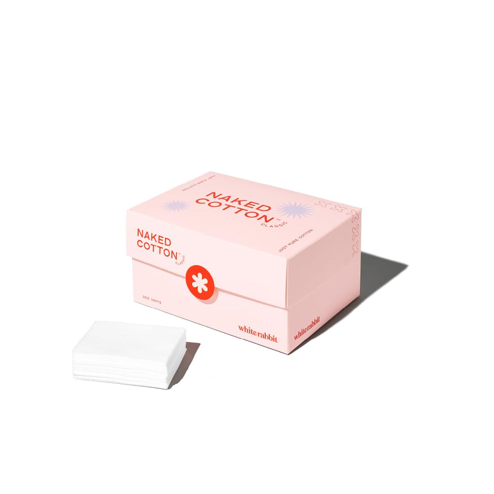 White Rabbit Naked Cotton Classic 200-count pack ready for gentle toner or cleansing use.