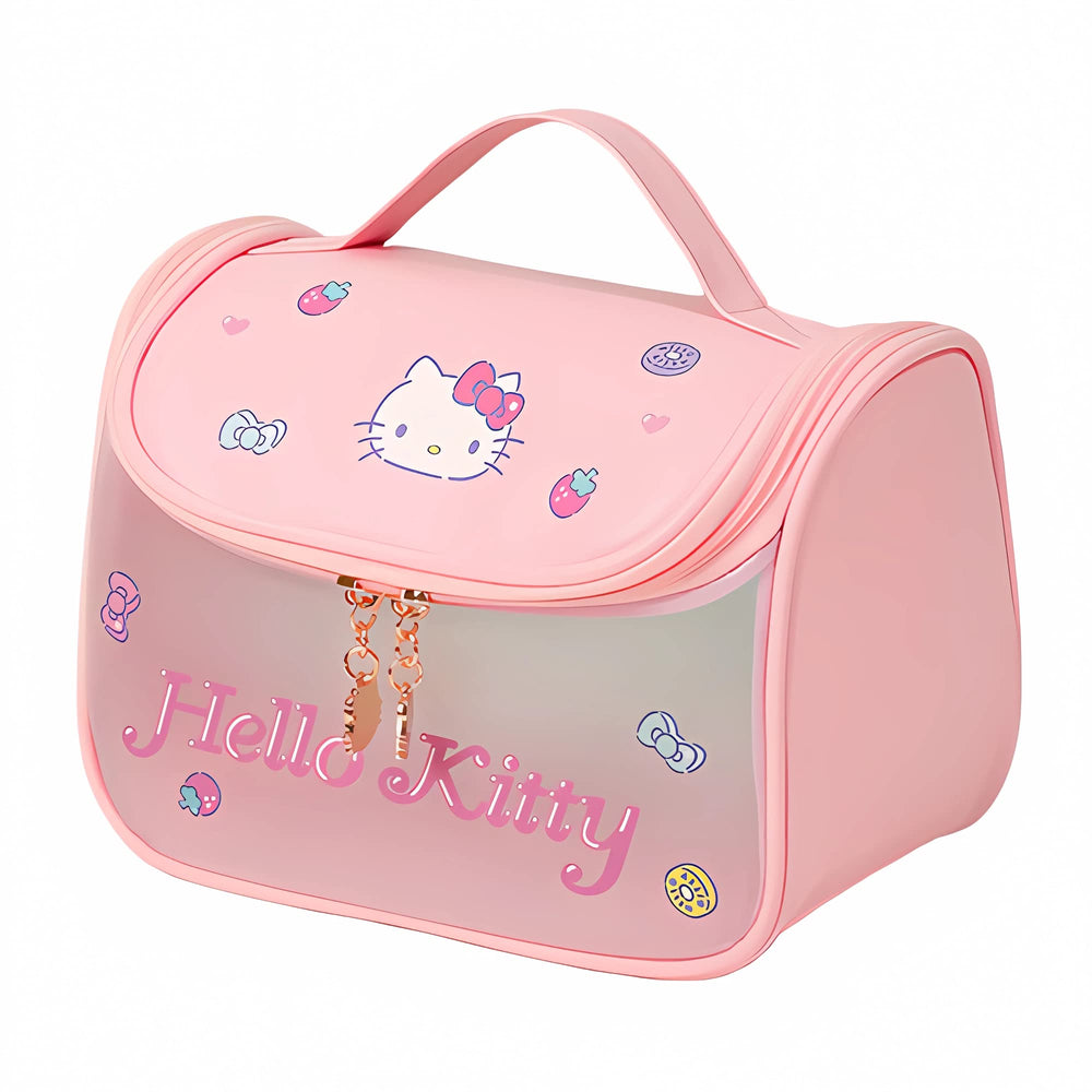 WIEEZN Cute Cartoon Women's Toiletry Bag front view for travel organization.