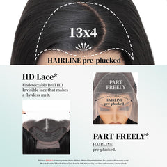 WIGAGA pre-plucked hairline HD lace-front enabling quick, natural parting and styling.