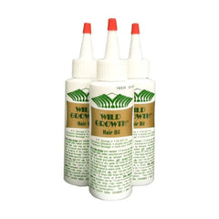 Wild Growth hair oil bottle pour demonstrates easy application for smoother, shinier hair.