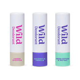 Wild mini deodorants in Fresh Cotton & Sea Salt for on-the-go freshness.
