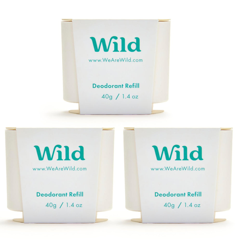 Wild refillable deodorant Fresh Cotton & Sea Salt pack promoting daily freshness