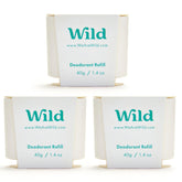 Wild refillable deodorant Fresh Cotton & Sea Salt pack promoting daily freshness