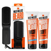Wild Willies PROGRO shampoo bottle shows hydration-focused beard care for daily use.