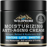 WildPRIME men's face moisturizer bottle shows hydrating cream for daily use