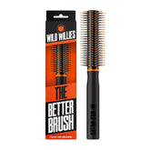 Wild Willies Round Beard Brush close-up shows durable bristles for gentle grooming across hair types
