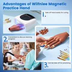 Wilfniee articulated-fingers-flexible-movement deliver realistic nail technique training.