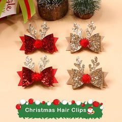Winthrop Christmas hair clip red bow with glitter sequins enhances holiday outfits