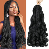 WIPPORYA French Curly Braiding Hair 24inch in 1B pre-stretched for quick braids.