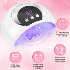 Wisdompark UV LED Nail Lamp digital display shows precise timer control.