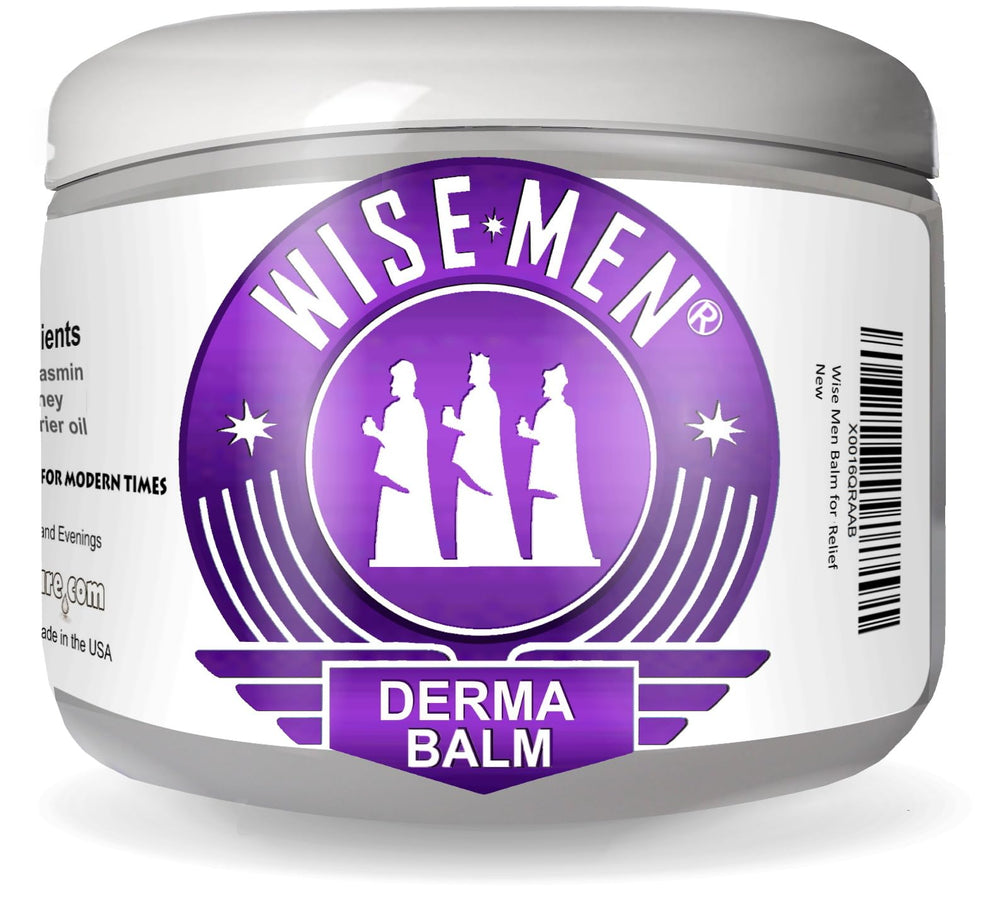 Wise Men Derma Relief Balm: botella cercana, hidratación suave para uso diario