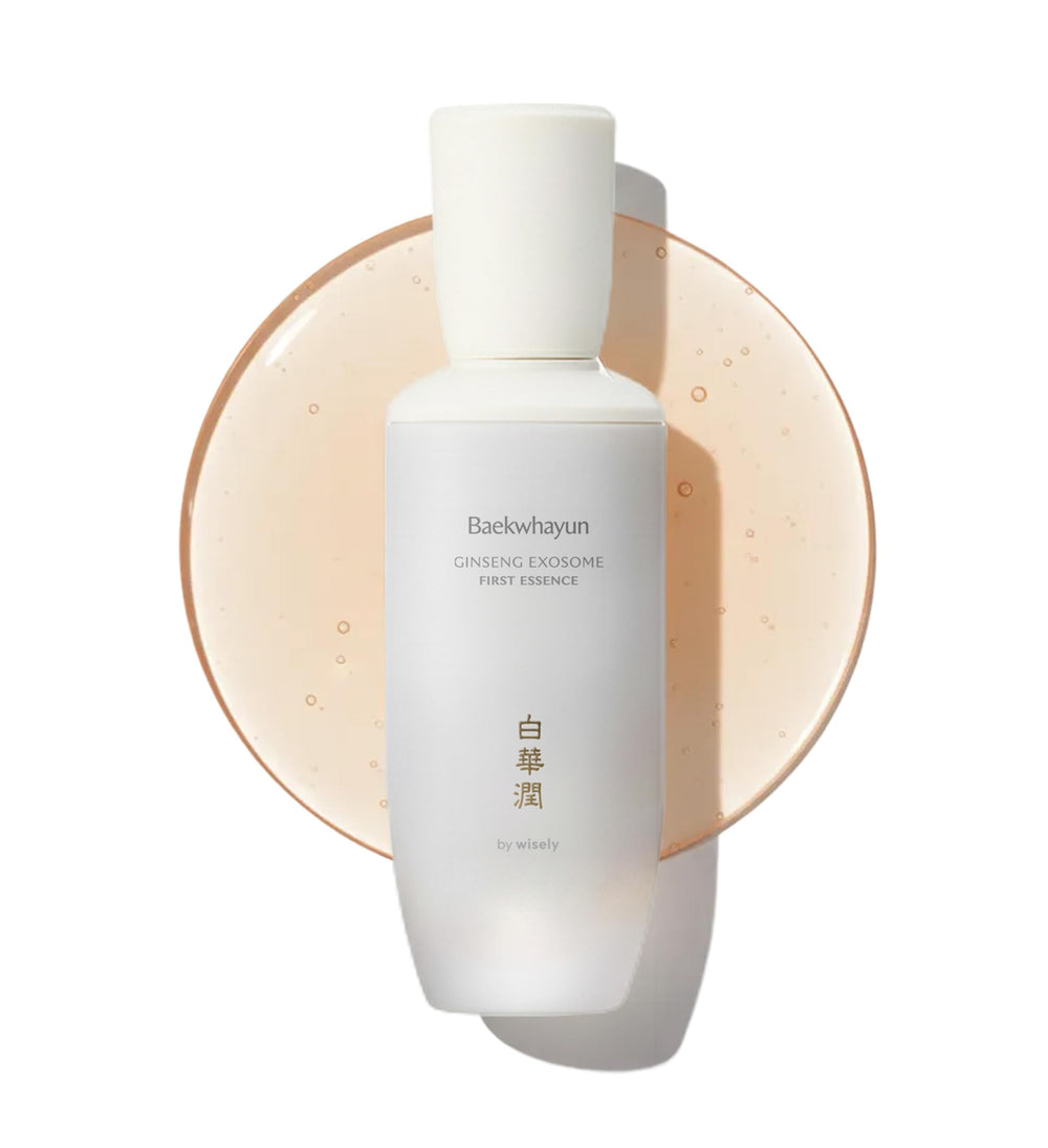 WISELY Ginseng Exosome First Essence bottle pour shows quick daily absorption