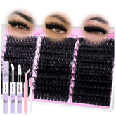 wiwoseo fluffy lash clusters pack featuring 80D-100D-120D for dramatic DIY salon-style volume