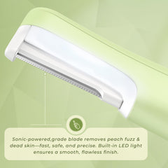 WLU Dermaplane Razor LED blade-light detail supports precise shaving near delicate areas.