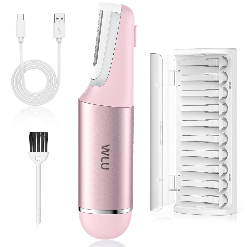 WLU Dermaplane Razor pink front view for everyday peach fuzz removal