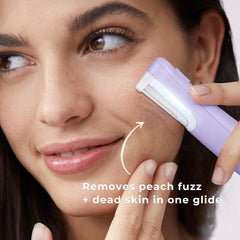 WLU Dermaplane Razor purple-led-light highlights precision boosting accurate daily skincare prep