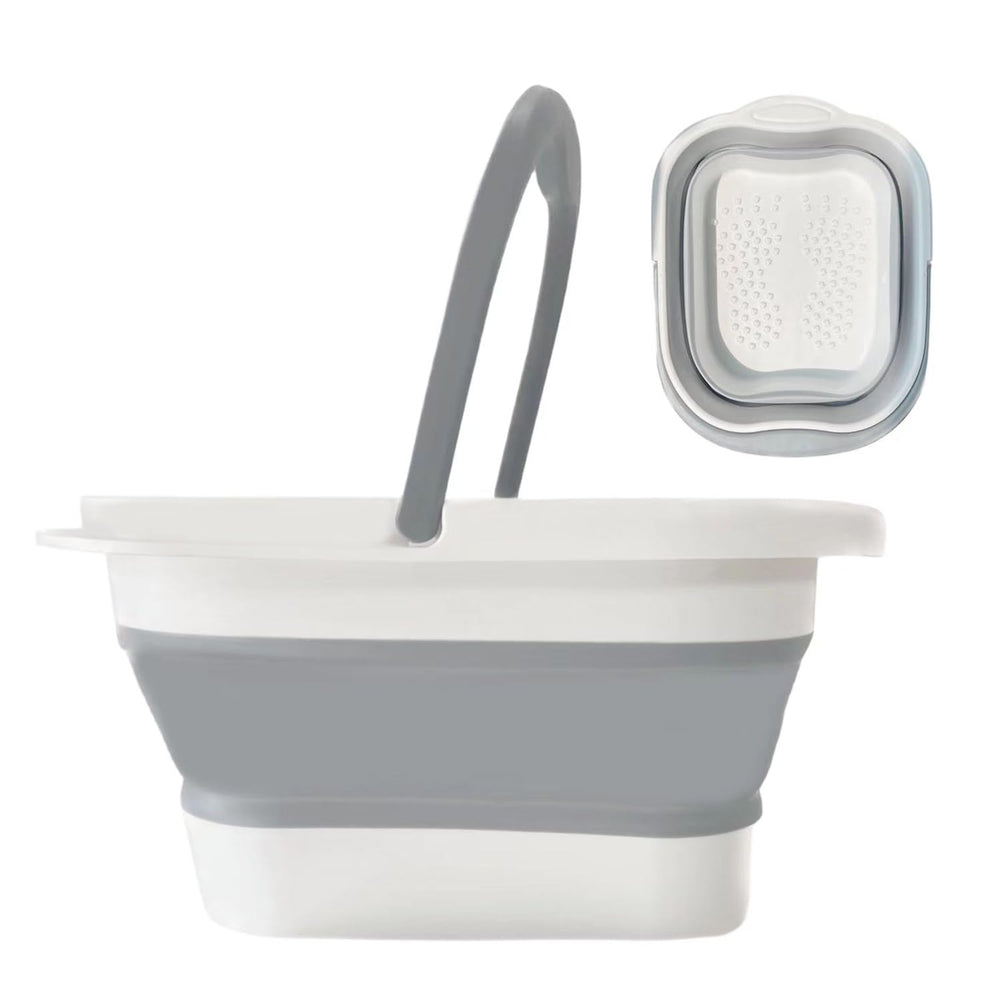 WMHYLYH collapsible foot spa in white, compact for travel and storage
