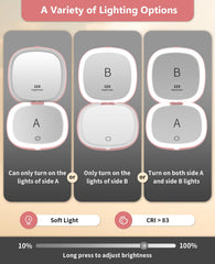 WOBSION rose gold mirror highlights 10x magnification for close-up brow work