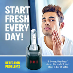 WoldoClean shaver cleaner foils and cutters lubrication closeup shows smoother shaving performance.