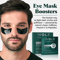 The Wolf Project under eye patches dispensing close-up shows ready-to-use gel patches