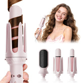Wollea automatic curling iron pink front view for quick, versatile styling.