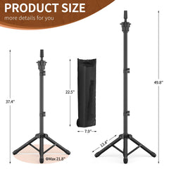 Womnwomn adjustable-height wig stand fits seated or standing work