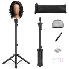 Womnwomn wig stand tripod base provides stable support for long styling sessions