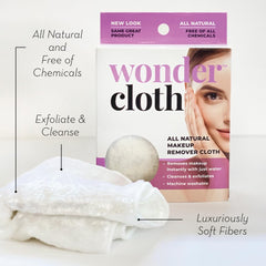 Wonder Cloth exfoliating fibers deep-clean pores for smoother skin.
