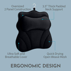 WONDERfoam 4D breathable mesh bath pillow stays cool and dries quickly after use.