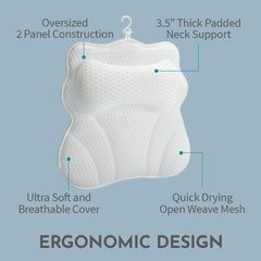 WONDERfoam strong-suction-cups-secure-fit ensures pillow stays in place during use.