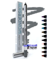 Wonderskin Eyeliner Pencil 1440 blue-glitter cap shows long-wear waterproof performance