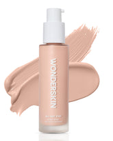 Wonderskin Hyper Bond foundation bottle close-up shows skin-like finish for daily wear.