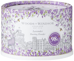Woods of Windsor lavender body powder puff shown for soft, comfortable skin.