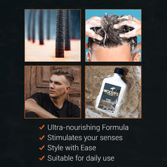 Woody's Daily Hair Conditioner pump demonstrates easy, quick application.