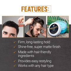 Woody's Hair Clay easy-to-apply formula glides through hair smoothly