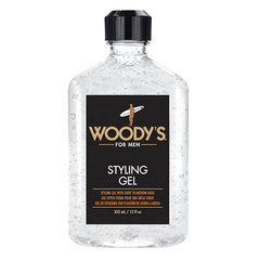 Woody's Styling Gel bottle front with alcohol-free hydration and light hold.