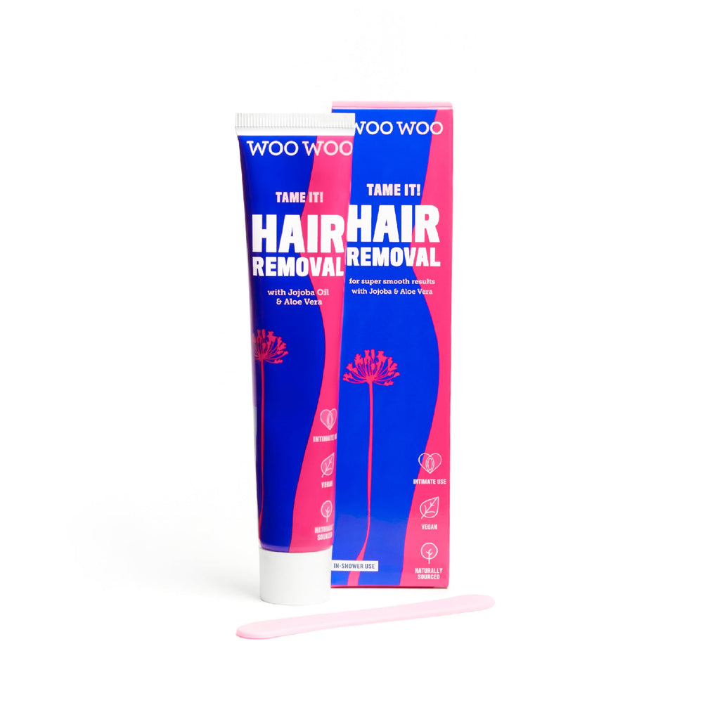 WOOWOO Tame It spatula in use for precise, gentle in-shower depilation