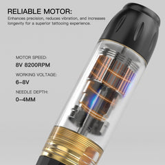 Wormhole Tattoo kit digital display and dot working mode enable smooth depth control.