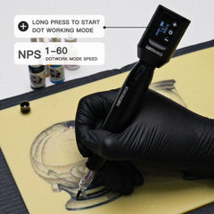 Wormhole Tattoo machine ergonomic design in black enhances comfort during long sessions.