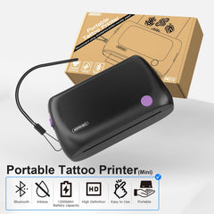 Wormhole Tattoo Printer battery highlights 1200mAh power for extended sessions.