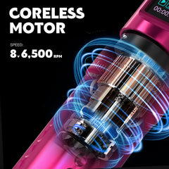 WORMHOLEPRO digital LED display detail on the tattoo gun for easy monitoring.