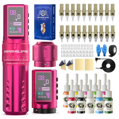 WORMHOLEPRO tattoo gun with ergonomic pink finish for comfortable long sessions.