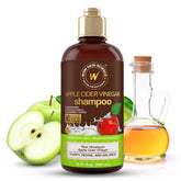 WOW Skin Science Apple Cider Vinegar Shampoo pour demonstrates clarifying buildup removal