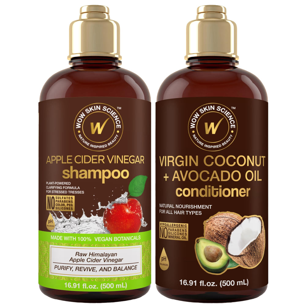 WOW Skin Science Apple Cider Vinegar Shampoo bottle for scalp detox and shine