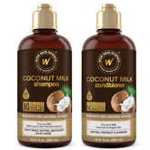WOW Skin Science Coconut Milk Shampoo bottle front for frizz control and curl care.
