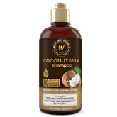 WOW Skin Science Coconut Oil Milk Shampoo bottle pour for moisture delivery and frizz control