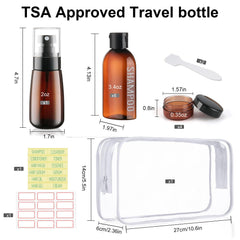 Wowang travel kit bottles 3-4oz labeled for conditioner, tidy packing for easy access.