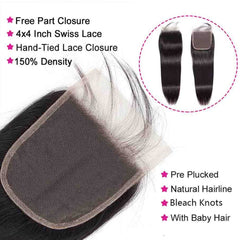WOWQUEEN Brazilian virgin hair closure lace 4x4 provides breathable comfort and natural part