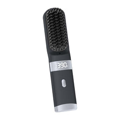 WPHIIHC cordless hair straightener brush in black front view for quick styling